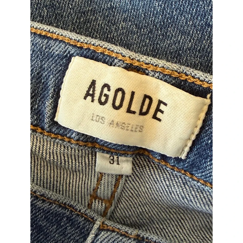 AGOLDE Nico High Rise Slim Fit Distressed Jeans Blue Size 31